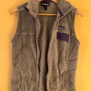 Patagonia Women’s Gray Retro Pile Fleece Outdoor Zip Up Vest Size Medium